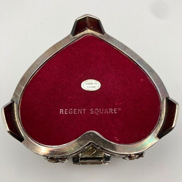 Vintage Regent Square Footed Silverplate Trinket Jewelry Box with Roses - Picture 9 of 10
